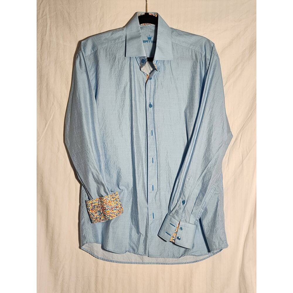 BERTIGO Men's Button Up Dress Shirt Medium - Picture 3 of 8
